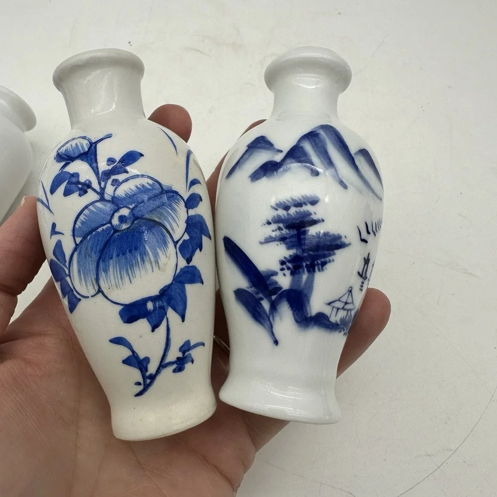 Lot Of 4 Vintage MCM Chinese Blue And White Chinoiserie Small 4